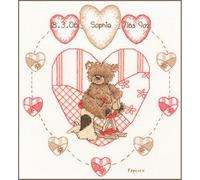 VERVACO Point De Croix Compté Kit Tableau Complet Set Popcorn Heart De Broderie Loisir Créatif Maison Decoration ca. 23 x 20,5 cm Counted Cross Stitch Embroidery, Cotton, Multicolore