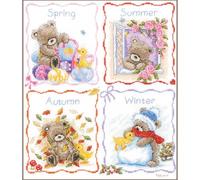 Vervaco Point De Croix Compté Kit Tableau Complet Set POPCORN LES 4 SAISONS De Broderie Loisir Créatif Maison Decoration Cadeau DIY ca. 27 x 31 cm Counted Cross Stitch Embroidery