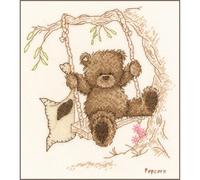 Vervaco Point De Croix Compté Kit Tableau Complet Set POPCORN SUR BALANÇOIRE De Broderie Loisir Créatif Maison Decoration Cadeau DIY ca. 15 x 16 cm Counted Cross Stitch Embroidery