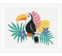 VERVACO Point De Croix Compté Kit Tableau Complet Set Toucan De Broderie Loisir Créatif Maison Decoration Cadeau DIY ca. 29 x 22 cm Counted Cross Stitch Embroidery, Cotton, Multicolore