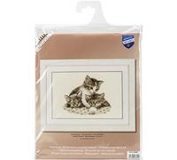 Vervaco Point De Croix Compté Kit Tableau Complet Set TROIS PETITS CHATONS De Broderie Loisir Créatif Maison Decoration Cadeau DIY ca. 23 x 20 cm Counted Cross Stitch Embroidery