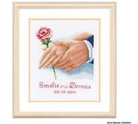 Vervaco Point De Croix Compté Kit Tableau Complet Set UN ANNEAU NUPTIAL De Broderie Loisir Créatif Maison Decoration Cadeau DIY ca. 14 x 16 cm Counted Cross Stitch Embroidery