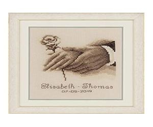 Vervaco Point De Croix Compté Kit Tableau Complet Set UN ANNEAU NUPTIAL De Broderie Loisir Créatif Maison Decoration Cadeau DIY ca. 16 x 18 cm Counted Cross Stitch Embroidery