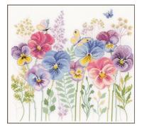 VERVACO Point De Croix Compté Kit Tableau Complet Set VIOLETTES ET HERBES De Broderie Loisir Créatif Maison Decoration Cadeau DIY ca. 29 x 28 cm Counted Cross Stitch Embroidery