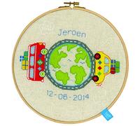 Vervaco Point De Croix Compté Kit Tableau Complet Set VOYAGE AUTOUR DU MONDE De Broderie Loisir Créatif Maison Decoration Cadeau DIY ca. 24 x 24 cm Counted Cross Stitch Embroidery