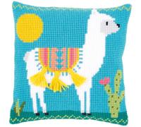 Vervaco Point De Croix Coussin Complet Set Lama Decoration Manuelle Broderie Kit Adulte Art Creatif Cadeau DIY Cross Stitch Embroidery, Coton, 0, ca. 40 x 40 cm / 16" x 16"