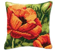 Vervaco Cross Stitch Cushion Kit House Decorating AN ORANGE FLOWER DIY Art & Craft Embroidery Tapestry Kit Creative Activities Art Project For Adults ca.40x40 cm Gift Set