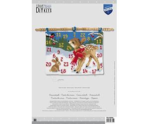 Vervaco Point De Croix Kit Calendrier de l'Avent Mural BAMBI ET OISEAU Decoration Manuelle Broderie Kit Adulte Art Creatif Cadeau DIY Cross Stitch Embroidery ca. 53 x 40 cm Cross Stitch Embroidery