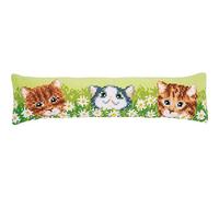 Vervaco Point De Croix Kit Coussin Bas de Porte Chats Decoration Manuelle Broderie Kit Adulte Art Creatif Cadeau DIY Cross Stitch Embroidery ca. 80 x 20 cm Cross Stitch Embroidery