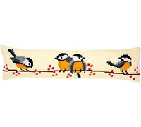Vervaco Point De Croix Coussin Complet Set MÉSANGES Decoration Manuelle Broderie Kit Adulte Art Creatif Cadeau DIY Cross Stitch Embroidery ca. 80 x 20 cm Bas de Porte, Coton, Multicolore