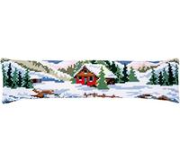 VERVACO Point De Croix Kit Coussin Bas de Porte PAYSAGE D'HIVER Decoration Manuelle Broderie Kit Adulte Art Creatif Cadeau DIY Cross Stitch Embroidery ca. 80 x 20 cm Cross Stitch Embroidery