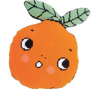 VERVACO Point De Croix Kit Coussin Complet avec Dos ORANGE Decoration Manuelle Broderie Kit Adulte Art Creatif Cadeau DIY ca. 51 x 55 cm