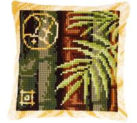 VERVACO Point De Croix Kit Coussin Complet Set Bambou II Decoration Manuelle Broderie Kit Adulte Art Creatif Cadeau DIY Cross Stitch Embroidery ca. 40 x 40 cm