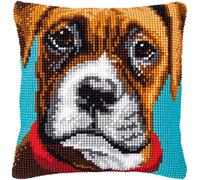 VERVACO Point De Croix Kit Coussin Complet Set BOXEUR Decoration Manuelle Broderie Kit Adulte Art Creatif Cadeau DIY Cross Stitch Embroidery ca. 40 x 40 cm