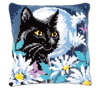Vervaco Kit complet de point de croix pour coussin Chat dans la Nuit 40 x 40 cm Design n°2