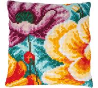 Vervaco Kit de point de croix COQUELICOTS – coussin complet, adulte, 40 x 40 cm