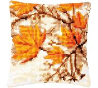 VERVACO Point De Croix Kit Coussin Complet Set FEUILLES D'AUTOMNE Decoration Manuelle Broderie Kit Adulte Art Creatif Cadeau DIY Cross Stitch Embroidery ca. 40 x 40 cm