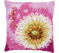 VERVACO Point De Croix Kit Coussin Complet Set FLEUR DE PELUCHEDecoration Manuelle Broderie Kit Adulte Art Creatif Cadeau DIY ca. 40 x 40 cm Cross Stitch Embroidery