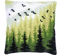 VERVACO Point De Croix Kit Coussin Complet Set FORÊT Decoration Manuelle Broderie Kit Adulte Art Creatif Cadeau DIY Cross Stitch Embroidery ca. 40 x 40 cm
