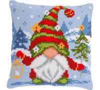 VERVACO Point De Croix Kit Coussin Complet Set GNOME DE NOËL Decoration Manuelle Broderie Kit Adulte Art Creatif Cadeau DIY Cross Stitch Embroidery ca. 40 x 40 cm, design #7