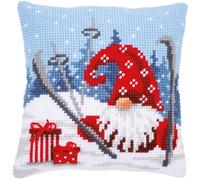 Vervaco Kit point de croix complet Coussin Gnome de Noël en ski ca. 40 x 40 cm Coton Multicolore