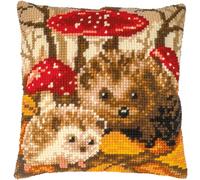 VERVACO Point De Croix Kit Coussin Complet Set HÉRISSONS Decoration Manuelle Broderie Kit Adulte Art Creatif Cadeau DIY Cross Stitch Embroidery ca. 40 x 40 cm