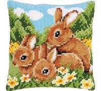 Vervaco Kit de point de croix pour coussin LAPINS complet broderie 40 x 40 cm adulte