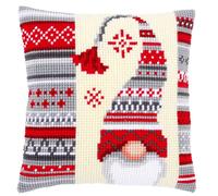 Vervaco - Kit coussin point de croix Lutin de Noël - Complet 40 x 40 cm Blanc pour adultes