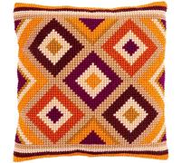 VERVACO Point De Croix Kit Coussin Complet Set MOTIFS KELIM Decoration Manuelle Broderie Kit Adulte Art Creatif Cadeau DIY Cross Stitch Embroidery ca. 40 x 40 cm