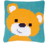 VERVACO Point De Croix Kit Coussin Complet Set OURSON Decoration Manuelle Broderie Kit Adulte Art Creatif Cadeau DIY Cross Stitch Embroidery ca. 25 x 25 cm