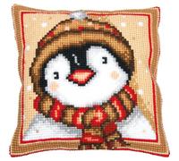 VERVACO Point De Croix Kit Coussin Complet Set PINGOUIN Decoration Manuelle Broderie Kit Adulte Art Creatif Cadeau DIY Cross Stitch Embroidery ca. 40 x 40 cm