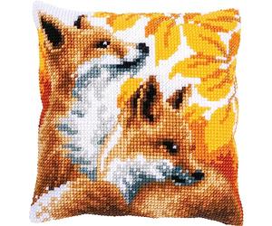 VERVACO Point De Croix Kit Coussin Complet Set RENARDS EN AUTOMNE Decoration Manuelle Broderie Kit Adulte Art Creatif Cadeau DIY Cross Stitch Embroidery ca. 40 x 40 cm, design #6