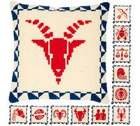VERVACO Point De Croix Kit Coussin Complet Set SIGNES D'ASTROLOGIE Decoration Manuelle Broderie Kit Adulte Art Creatif Cadeau DIY Cross Stitch Embroidery ca. 40 x 40 cm