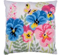 VERVACO Point De Croix Kit Coussin Complet Set VIOLETTESDecoration Manuelle Broderie Kit Adulte Art Creatif Cadeau DIY ca. 40 x 40 cm Cross Stitch Embroidery