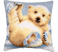 VERVACO Point De Croix Kit Coussin Complet SetOso polarDecoration Manuelle Broderie Kit Adulte Art Creatif Cadeau DIY 40 x 40 cm Cross Stitch Embroidery