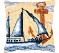 VERVACO Point De Croix Kit Coussin Complet SetVOILIERDecoration Manuelle Broderie Kit Adulte Art Creatif Cadeau DIY ca. 40 x 40 cmCross Stitch Embroidery