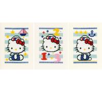 Vervaco Point de croix set cartes de voeux "Helly Kitty in the Marine ii" set de 3, motif à compter, 10,5x15cm