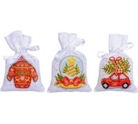 Vervaco Sachets d'herbes Paquet de broderie au point de croix "Noël typique" 3 pièces, motif à compter, 8x12cm