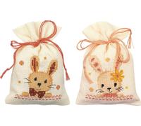 Vervaco Sachets d'herbes Set point de croix "Chers lapins" 2 pièces, motif à compter, 8x12cm