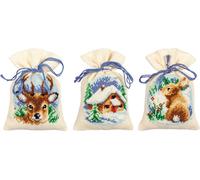 Vervaco Sachets d'herbes Set point de croix "saison d'hiver" 3 pièces, motif à compter, 8x12cm