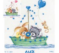 VERVACO Point De Croix Compté Kit DIY Cadeau Bebe Naissance Personnalisé NOTRE PLUS GRANDE AVENTURE Tableau Complet Kit De Broderie Loisir Créatif Maison Décoration ca. 28 x 29 cm Cross Stitch