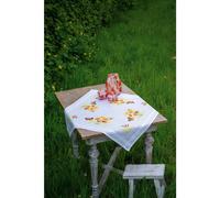 Vervaco Set de points de croix pour nappe "Fleurs et papillons orange", dessin d