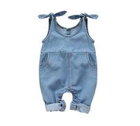 Verve Jelly Combinaison en Denim pour bébé fille sans manches à lacets barboteuse body haut fronde pull salopette combinaison de soleil