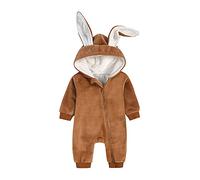 Verve Jelly Enfant En Bas âGe BéBé GarçOns Filles VêTements Fermeture éClair Capuche Combinaison Barboteuse Manches Longues Body Tenue Automne Hiver VêTements Chauds Velours Marron 90 1-2 Ans