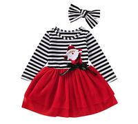 Verve Jelly Enfant en Bas âGe Enfants BéBéS Filles Automne Hiver Robe VêTements Santa Robe à Rayures Princesse Playwear Tenues Rouge 1 110 3-4 Ans