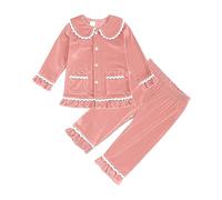 Verve Jelly Ensemble Chemise De Nuit De NoëL Pour Enfants, BéBéS GarçOns Et Filles, Haut En Polaire à Manches Longues Avec Bouton à Revers + Pantalon à Taille éLastique, Tenue Rosa2 110 3-4 Ans