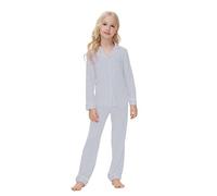 Verve Jelly Ensemble de Pyjama pour Enfants Filles et garçons Ensembles de Pyjama à Boutons Ensembles de Salon Doux vêtements de Nuit à Manches Longues Hauts et Pantalons Gris 160 13-14 Ans