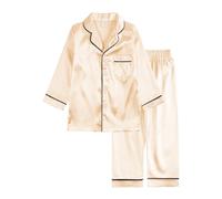 Verve Jelly Ensemble pyjama pour bébé en satin de soie manches longues boutton-down haut pantalon 2 pièces pyjama pour enfant 170 or 14-15 ans