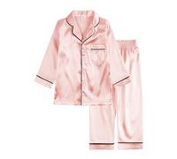 Verve Jelly Ensemble pyjama pour enfants filles garçons manches longues 2 pièces chemise à boutons descente pantalon doux chemise de nuit d'été 150 Beansand 10-11 ans