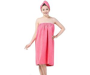 Verve Jelly Femmes Spa Wrap Robe Set Doux Confortable Absorbant Microfibre Serviette De Bain Cover-up Terry Peignoir Turban Cap Rose Rouge 01 90 * 150cm
